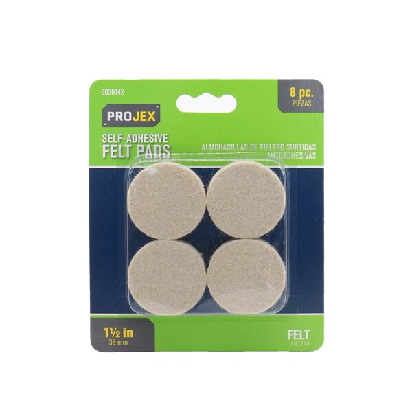 Projex Projex Felt Self Adhesive Protective Pad White Round 1-1/2 in. W 8 pk P0095 - main